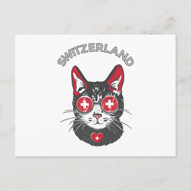 Carte Postale Mascotte de chat de football suisse Drapeau de sup (Devant)