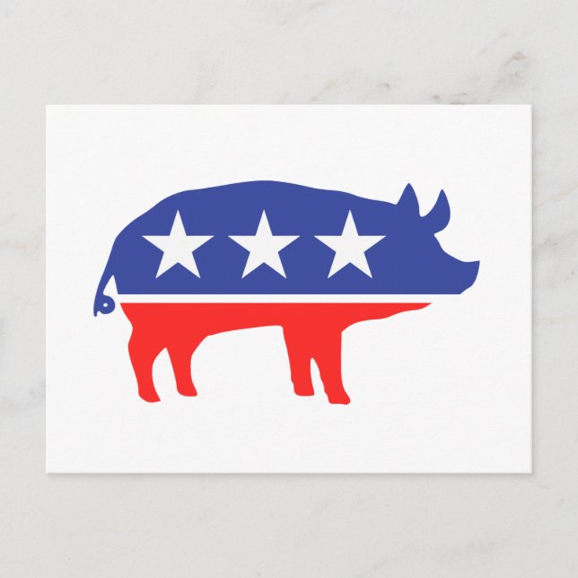 Carte Postale Mascotte de porc du Parti politique (Devant)