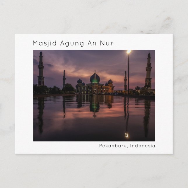 Carte Postale Masjid Agung An Nur, Pekanbaru, Riau, Indonésie (Devant)