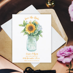 Carte Postale Mason de tournesol rustique Mariage de pot Enregis