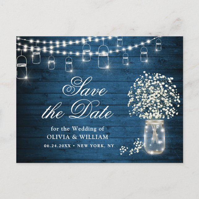Carte Postale Mason du souffle de bébé Mariage de jarre Enregist (Devant)
