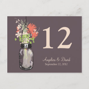 Carte Postale Mason Jar & Wildflowers Table Card