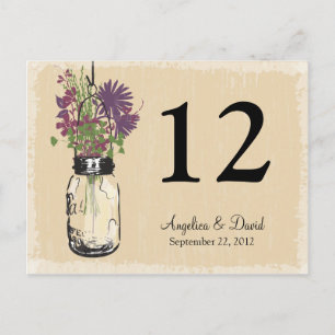 Carte Postale Mason Jar & Wildflowers Table Card