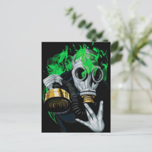 Carte Postale Masque à gaz toxique : Flammes de néon