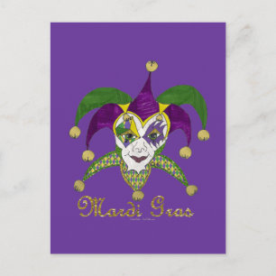 Carte Postale Masque coloré Mardi Gras Jesters