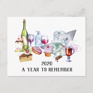 Carte Postale Masque facial aquarelle Covid 2020 Une année à ret