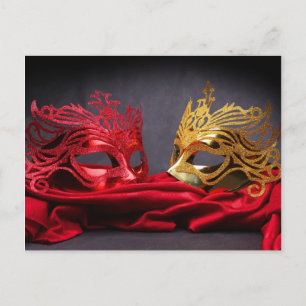 Carte Postale Masque masqué masqué décoré sur velours rouge