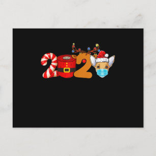 Carte Postale masque papier toilette amateur de chihuahua Noël 2