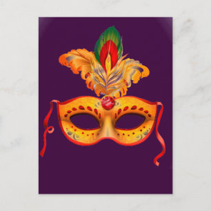 Carte Postale Masque royal violet mascarade mardi gras