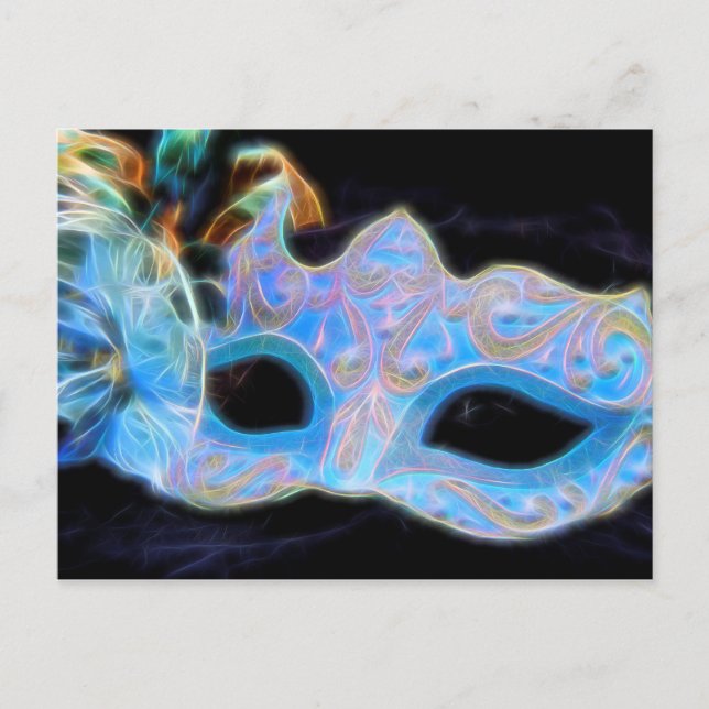 Carte postale Masque Vénitienne Bleu Fête (Devant)