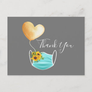 Carte Postale Masque Visage & Fleurs Merci