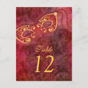 Carte Postale Masquerade Ball Mardi Gras Wedding Table Cards