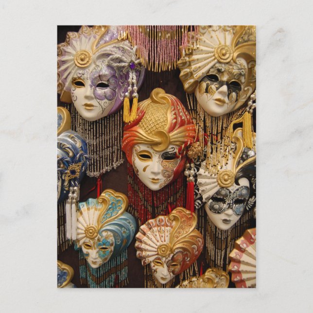 Carte Postale Masques de Carnaval à Venise Italie (Devant)