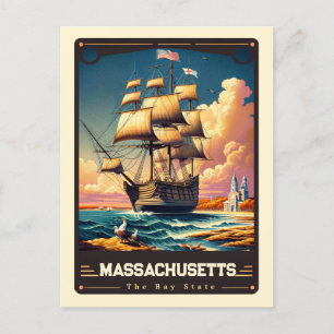 Carte Postale Massachusetts   Esprit patriotique Vintage