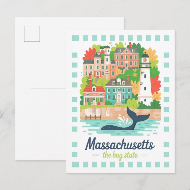 Carte Postale Massachusetts la baie State USA Summer Travel (Devant / Derrière)