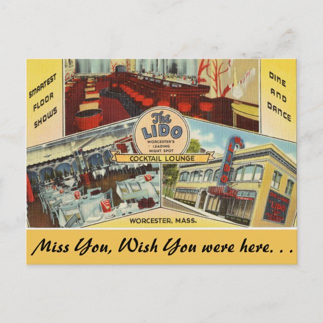 Carte Postale Massachusetts, Le Lido, Worcester (Devant)
