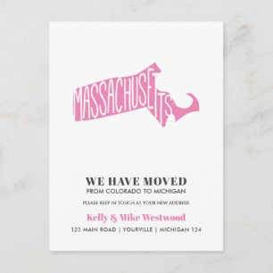 Carte Postale MASSACHUSETTS Nous avons déménagé Nouvelle adresse