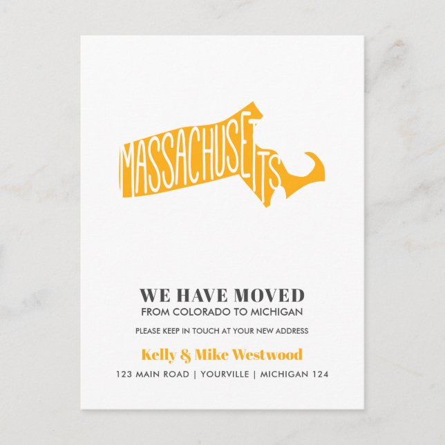Carte Postale MASSACHUSETTS Nous avons déplacé Nouvelle adresse  (Devant)