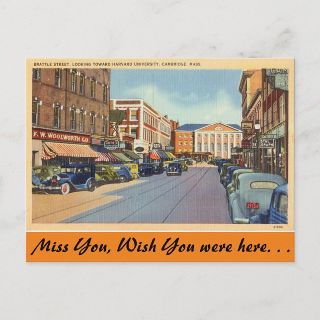 Carte Postale Massachusetts, rue Brattle, Cambridge (Devant)
