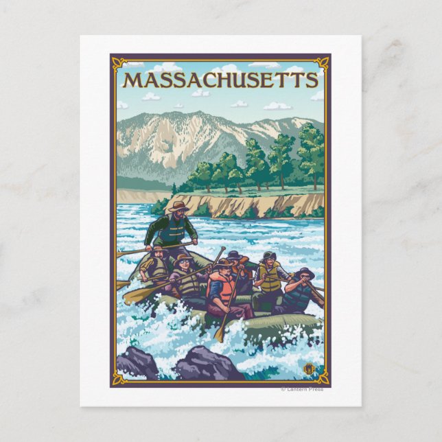 Carte Postale MassachusettsScène de Rafting de rivière (Devant)