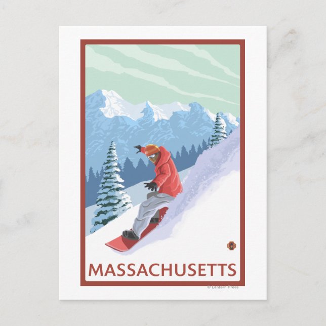 Carte Postale MassachusettsSnowboarder scène (Devant)