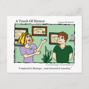 Carte Postale Massage "Une touche d'Humour" / Lave-linge Comic M