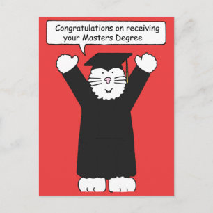 Carte Postale Masters Degree Félicitations Amoureux des chats