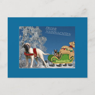Carte Postale Mastiff anglais u Bouledogue français Joyeux Noël