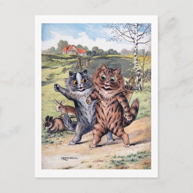 Carte Postale Match de golf, Louis Wain (Devant)