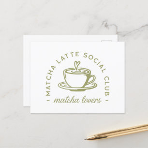 Carte Postale Matcha latte amoureux club fille vert esthétique