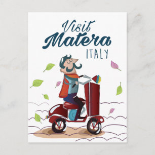 Carte Postale Matera Italie Dessin Animé Scooter impression de v