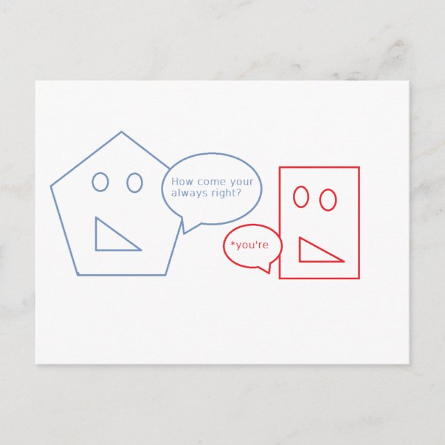 Carte Postale Maths et jeu de mots anglais (Devant)