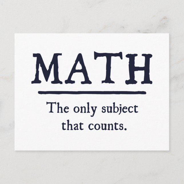 Carte Postale Maths le seul sujet qui compte (Devant)