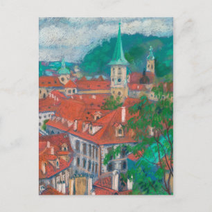 Carte Postale Matin à Prague Tchèque Paysage Pastel Peinture