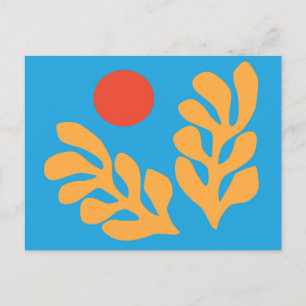 Carte Postale Matisse Feuille bleu et jaune