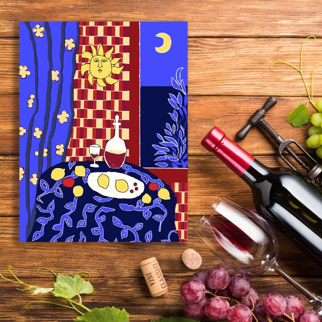 Carte Postale Matisse Inspiré Bleu Nuit Toujours Vin Citrons (Créateur téléchargé)