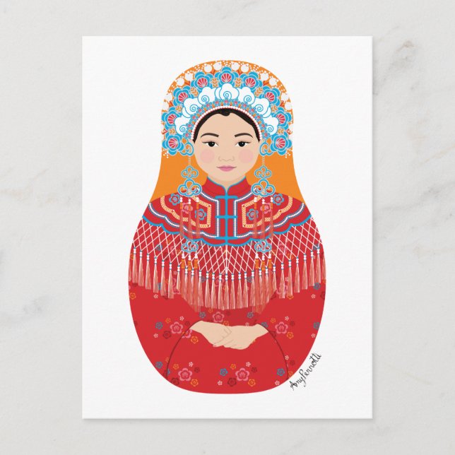Carte postale Matryoshka de mariée chinoise (Devant)