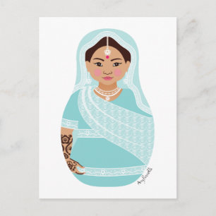 Carte postale Matryoshka indienne (Aqua)