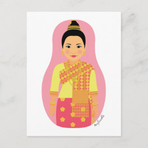Carte postale Matryoshka laotienne (rose)