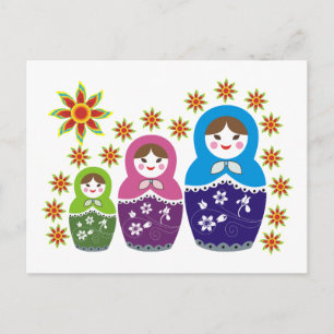 Carte Postale Matryoshka Poupées russes & tournesols personnalis