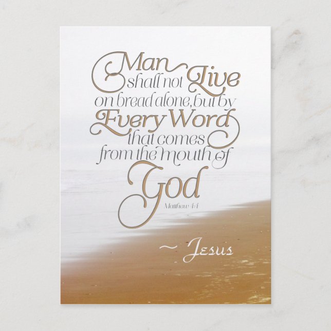 Carte Postale Matthew 4:4 On shall not live on bread alone (Devant)