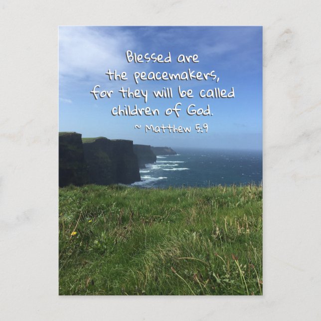 Carte Postale Matthieu 5:9 Heureux sont les Peacemakers, Irlande (Devant)