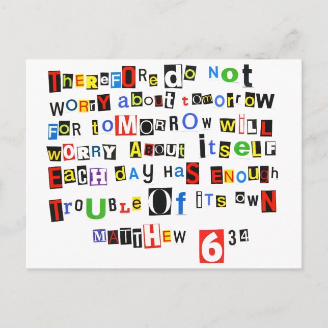 Carte Postale Matthieu 6:34 (Devant)