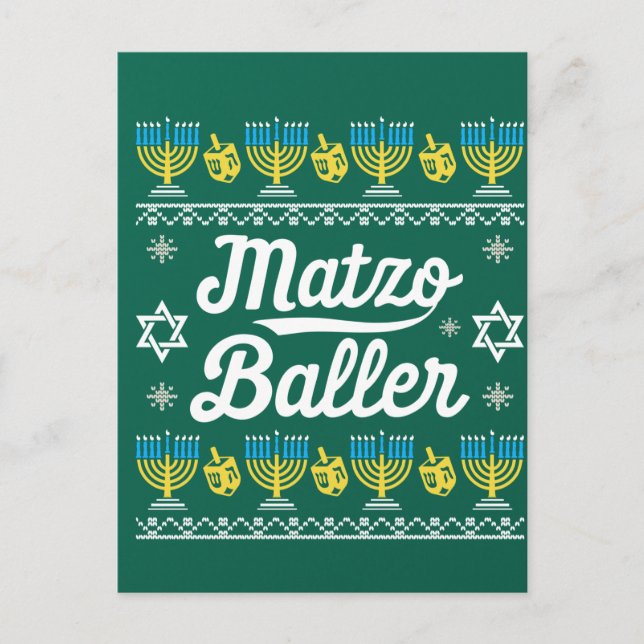 Carte Postale Matzo Baller Long Manche Drôle Drôle Hanoukka Cade (Devant)