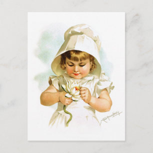 Carte Postale Maud Humphrey : Fille d'été avec Lys d'eau