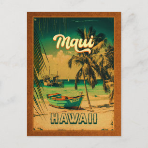 Carte Postale Maui Island Hawaii Palmiers rétro 60s Souvenirs
