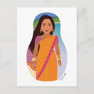 Carte postale mauricienne, indienne Matryoshka