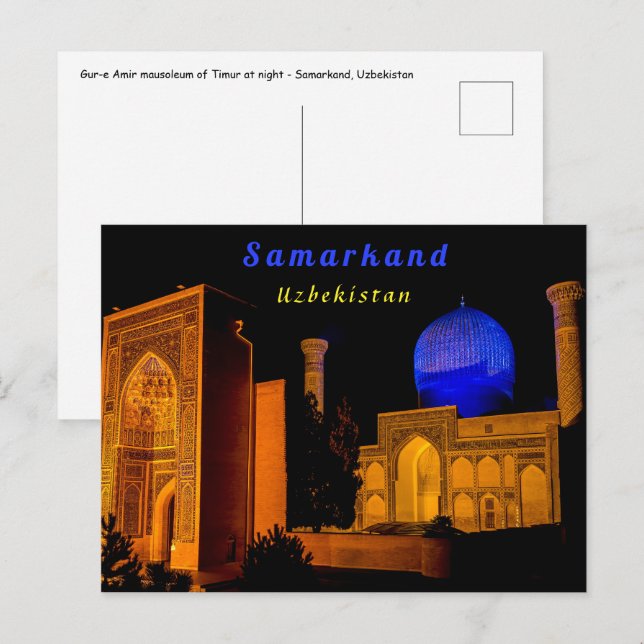 Carte Postale Mausolée d'Amir Timur - Samarkand, Ouzbékistan (Devant / Derrière)