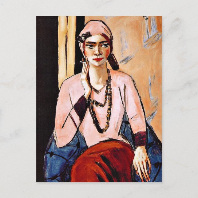 Carte Postale Max Beckmann peinture, Quappi en rose (Devant)