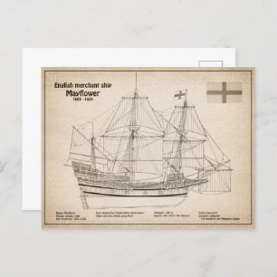 Carte Postale Mayflower - Plan directeur des navires SD